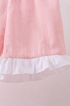 Pink cross jacquard embroidery shorts set