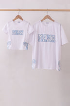 White MAMA bow applique mom&me top