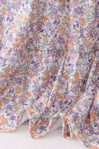 Purple floral lace women dress