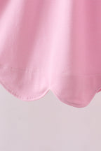 Pink big sister embroidery ruffle shorts set