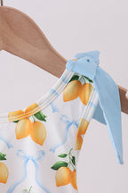 Blue bow lemon one-piece swimsuit