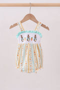 Floral bunny embroidery ruffle bubble
