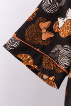 Brown character bamboo pajama set