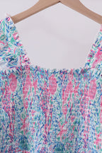 Blue marine smocked ruffle tiered mom&me dress