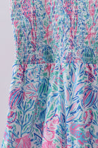 Blue marine smocked ruffle tiered mom&me dress