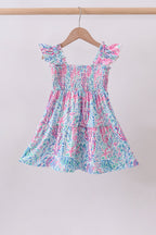 Blue marine smocked ruffle tiered mom&me dress