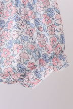 Blue floral boot applique bloomer set