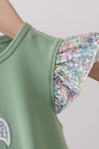 Sage bunny applique ruffle bubble