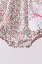Floral bunny applique ruffle bubble