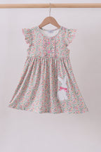 Floral bunny applique ruffle dress