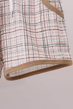 Brown plaid bunny applique shorts set