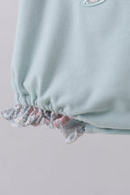 Blue floral bunny applique ruffle bubble