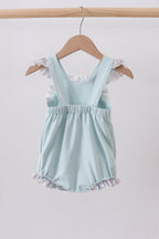 Blue floral bunny applique ruffle bubble