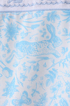 Blue bunny smocked peter pan collar shorts set