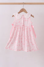 Pink bunny smocked lace collar dress