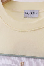 Yellow cross sheep embroidery top