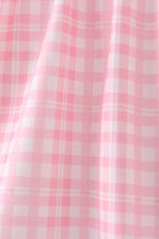 Pink octopus starfish embroidery plaid ruffle shorts set