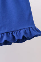 Blue floral print ruffle shorts set
