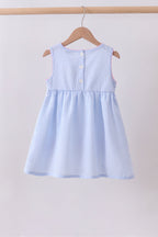 Blue seersucker bow smocked dress