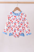 Blue cherry print rashguard