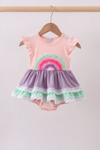 Purple lace rainbow ruffle bubble