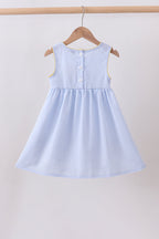 Blue lemon embroidery seersucker dress