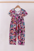 Purple character bamboo jumpsuit