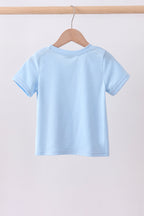 Blue puppy applique top