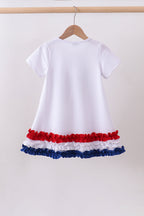 White bow sequin ruffle dress