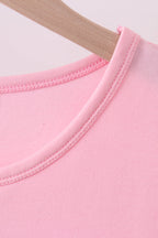 Pink flag bow sequin mom&me top
