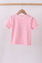 Pink flag bow sequin mom&me top
