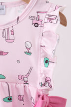 Pink golf print ruffle bubble