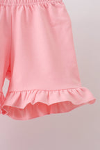 Pink Gingham Animal Embroidered Set