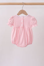 Pink Gingham Animal Embroidered Bubble