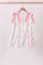 Pink floral print bow dress