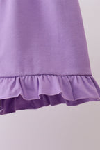 Purple floral embroidery gingham ruffle shorts set