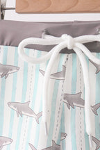 Green Stripe Shark UPF Swim Trunks