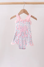 Pink Floral Bow Applique Bow Bubble
