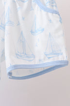 Blue Sailboat Shorts Set