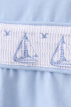 Blue Sailboat Smocked Scalloped Bloomer Set