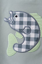 Green Fish Applique Shorts Set