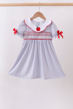 Blue Apple Smocked Plaid Dress