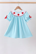 Blue Apple Embroidered Dress