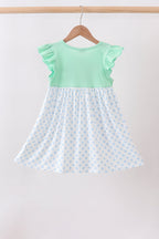 Mint Crayon Applique Dot Dress