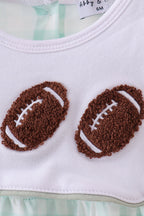 Green football french knot gingham bubble