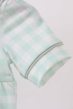 Green football french knot gingham bubble