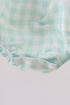 Green football french knot gingham bubble