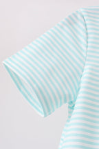 Blue Tool Embroidery Stripe Top