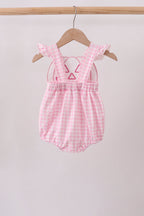 Pink Jack-O-Lantern  Applique Ruffle Gingham Bubble