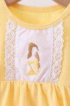 Mustard character embroidery ruffle bubble